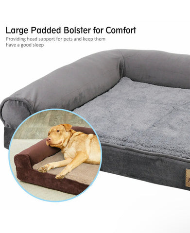 Image of Orthopedic Dog Bed Sofa Waterproof Removable Cover Plush Mat