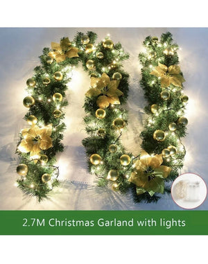 Brand New 2.7m/9ft Luxurious Christmas Garland xmas Decoration LED Light up Various Colours