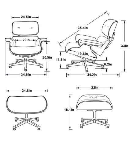 Image of Designer Lounge Chair & Ottoman