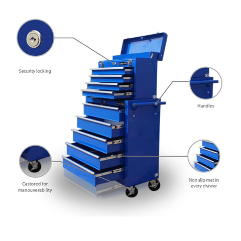 Image of PRO USA HEAVY DUTY 9 DRAWER TOOL CHEST TOOL CABINET