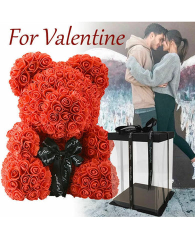 Image of 25cm/40cm Foam Rose Flower Christmas Gift Rose Teddy Bear For Birthday Wedding