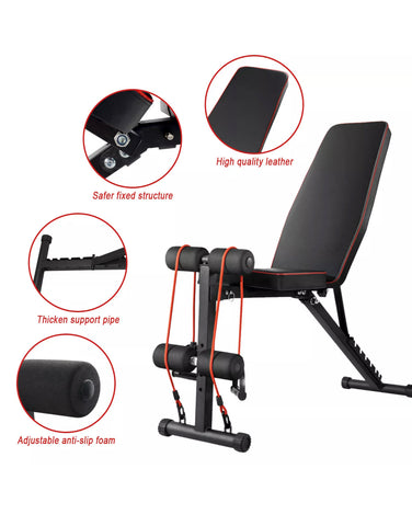 Image of Foldable Weight Bench Press With Free Resistant Bands