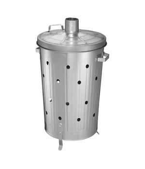 GARDEN RUBBISH FIRE BIN GALVANIZED INCINERATOR PAPER LEAF WOOD WASTE BURNER 90L