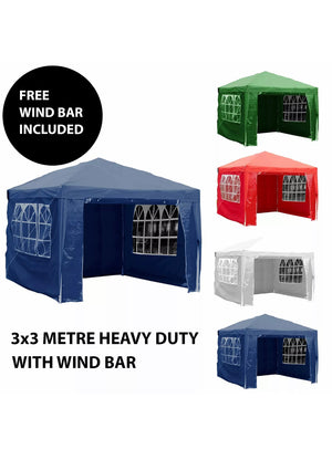 3X3M WITH 4 SIDES MARQUEE GAZEBO TENT GARDEN PARTY WATERPROOF CANOPY SHELTER WINDBARS