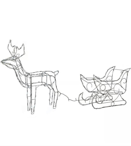 Image of Christmas Animated Reindeer and Sleigh Silhouette Bright White LEDs 80 cm