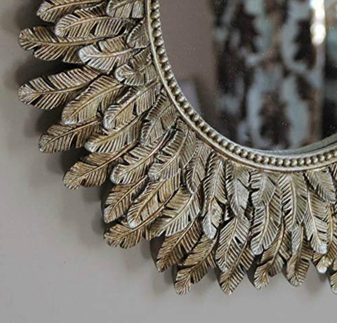 Image of 40cm Round Feather Wall Mirror Gold