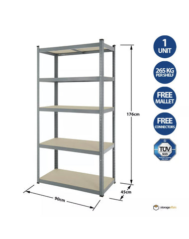 Image of Galvanised 5 Tier Shelving Unit Racking Garage Heavy Duty Shelf