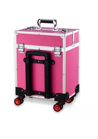 Image of Cosmetic Makeup Beauty Nail Salon Hairdresser Trolley Case Pink or Black