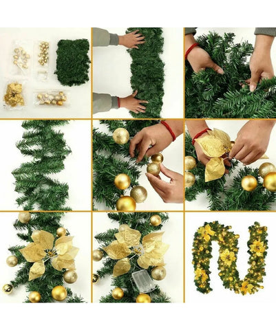 Image of Brand New 2.7m/9ft Luxurious Christmas Garland xmas Decoration LED Light up Various Colours