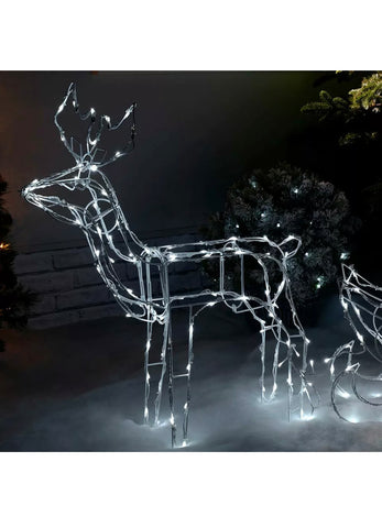 Image of 80 cm Reindeer and Sleigh Silhouette Outdoor Christmas Pre-Lit Animated Decor