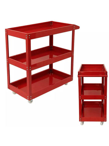 Image of Super Heavy Duty Garage Trolley Tool Storage Workshop DIY 3 Tier Wheel Cart Shelf