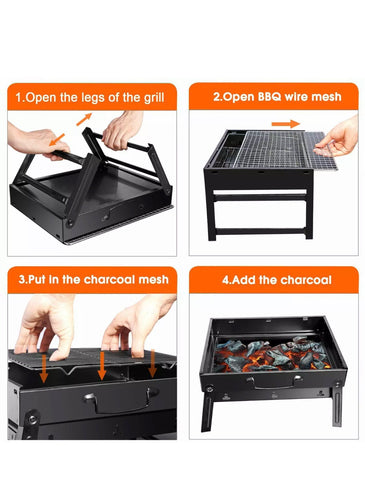 Image of Portable Foldable BBQ Barbecue Charcoal Grill for Outdoor Cooking Camping Hiking Picnics