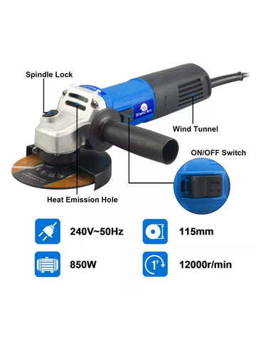 Image of 850W ELECTRIC ANGLE GRINDER CUTTING GRINDING SANDING POWER TOOL 115mm DISC CUT