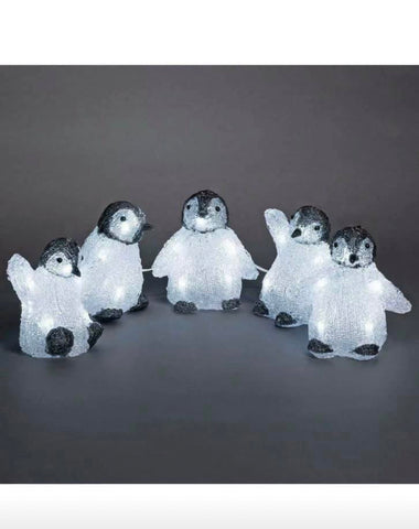 Image of 5 Piece Acrylic PENGUINS LEDs light Christmas Xmas indoor/outdoor
