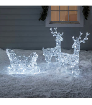 LED Acrylic Outdoor Christmas Reindeer & Sleigh