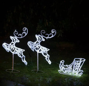 Flying Reindeer's and Sleigh Outdoor Christmas Xmas Display