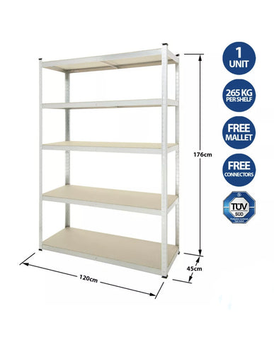 Image of Galvanised 5 Tier Shelving Unit Racking Garage Heavy Duty Shelf