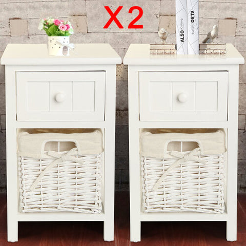 Image of 2 x Bedside Table With Baskett