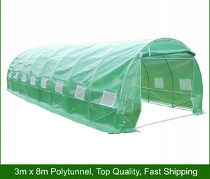 3m x 8m Polytunnel 25mm Galvanised Frame Greenhouse