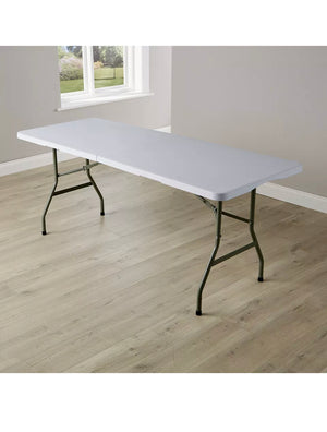 HEAVY DUTY Black / White 1.8M FOLDING TABLE 6FT FOOT CATERING CAMPING  MARKET BBQ