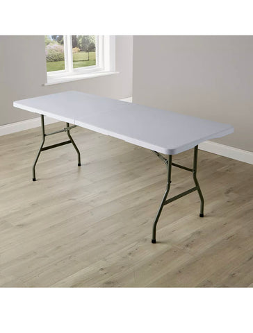 Image of HEAVY DUTY Black / White 1.8M FOLDING TABLE 6FT FOOT CATERING CAMPING  MARKET BBQ