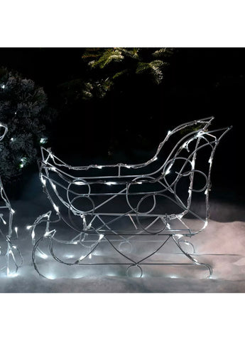 Image of 80 cm Reindeer and Sleigh Silhouette Outdoor Christmas Pre-Lit Animated Decor