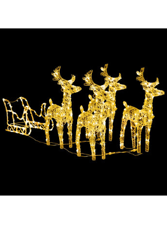 Image of Reindeers & Sleigh Christmas Decoration 280x28x55 cm Acrylic - White
