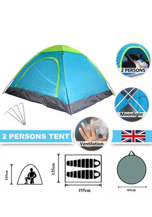 Brand New 2 Man Quick Pop Up Tent Waterproof Camping Festival Beach