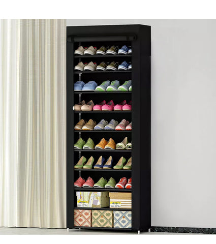 Image of Shoe Rack Storage Organiser Cabinet Stand Dustproof 27 Pairs 10 Tier Shoes