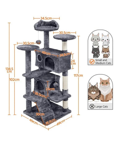 Image of Cat Tree Cat Tower Cat Condo with Scratching Posts, Ladder for Cats Kitten