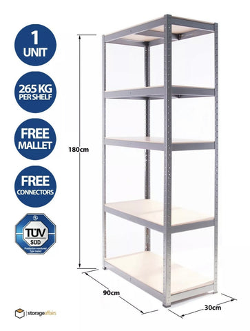 Image of Galvanised 5 Tier Shelving Unit Racking Garage Heavy Duty Shelf