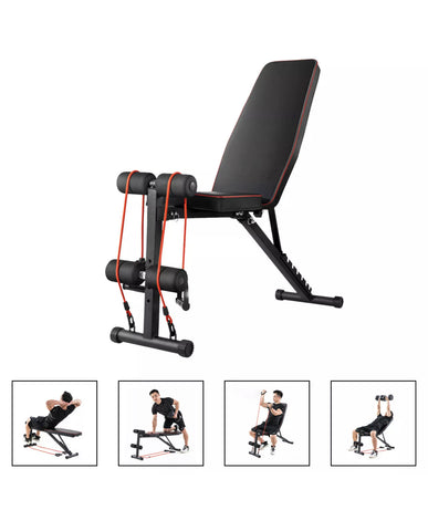 Image of Foldable Weight Bench Press With Free Resistant Bands