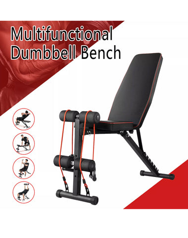 Image of Foldable Weight Bench Press With Free Resistant Bands