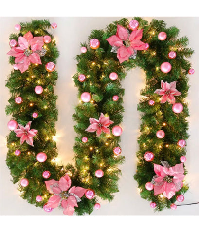 Image of Brand New 2.7m/9ft Luxurious Christmas Garland xmas Decoration LED Light up Various Colours