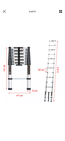 Image of 3.8M Portable Heavy Duty Multi-Purpose Aluminium Telescopic Ladder Extendable EN131