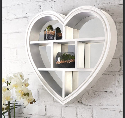 Image of Beautiful Heart Mirror Shelf Grey or White