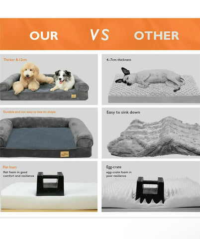 Image of Orthopedic Dog Bed Sofa Waterproof Removable Cover Plush Mat