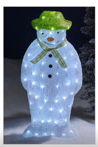Image of The Snowman Christmas Outdoor Garden Decoration - 55cm - 100 Ice White LED's