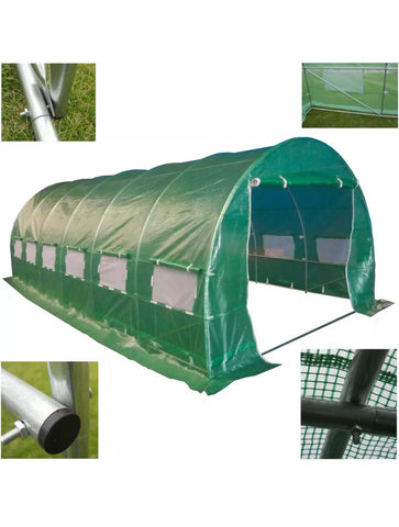 Image of 6M X 3M Heavy Duty Fully Galvanised Steel Frame Polytunnel Greenhouse