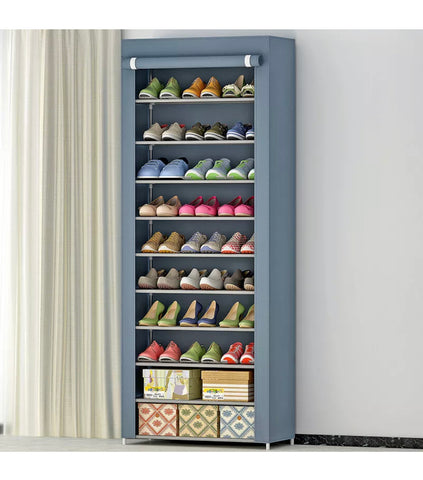 Image of Shoe Rack Storage Organiser Cabinet Stand Dustproof 27 Pairs 10 Tier Shoes