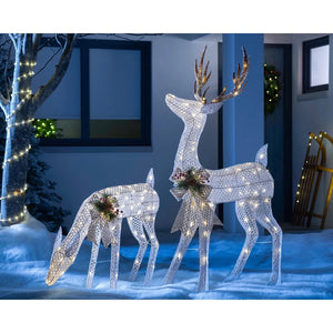 Christmas Luxury LED Reindeer Family Decoration, 160 Warm White LED Lights, 3D
