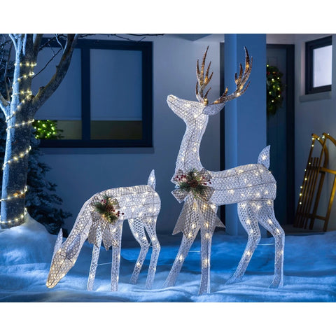 Image of Christmas Luxury LED Reindeer Family Decoration, 160 Warm White LED Lights, 3D