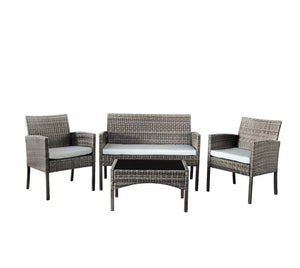 Rattan 4 Piece Set chairs sofa Table Garden Furniture