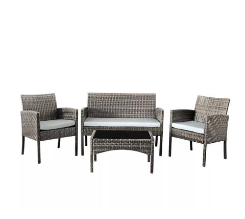 Image of Rattan 4 Piece Set chairs sofa Table Garden Furniture
