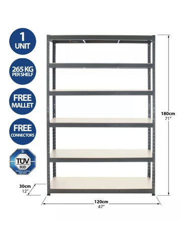 Image of Galvanised 5 Tier Shelving Unit Racking Garage Heavy Duty Shelf