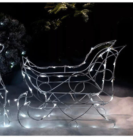 Image of Christmas Animated Reindeer and Sleigh Silhouette Bright White LEDs 80 cm