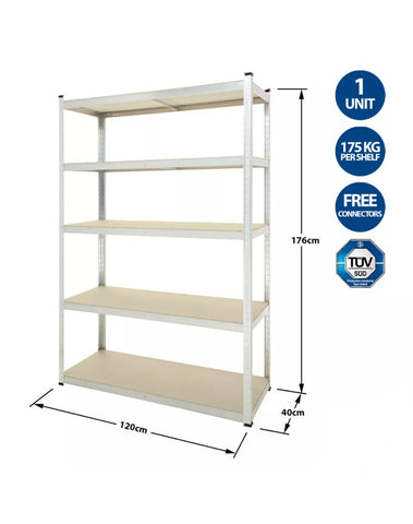 Image of Galvanised 5 Tier Shelving Unit Racking Garage Heavy Duty Shelf