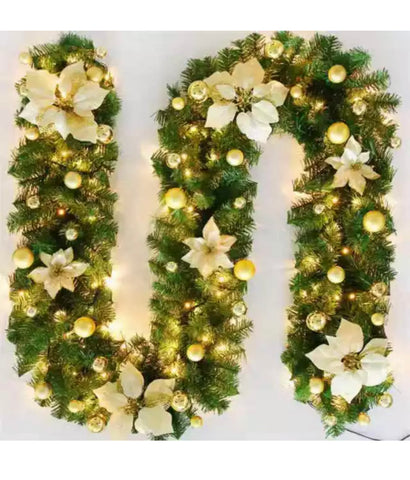 Image of Brand New 2.7m/9ft Luxurious Christmas Garland xmas Decoration LED Light up Various Colours