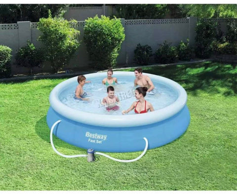 Image of 10ft & 12ft inflatable outdoor swimming pool with filter