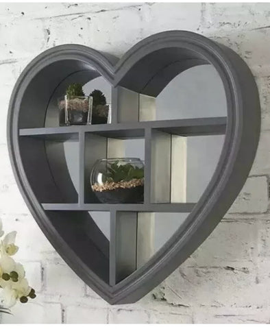 Image of Beautiful Heart Mirror Shelf Grey or White